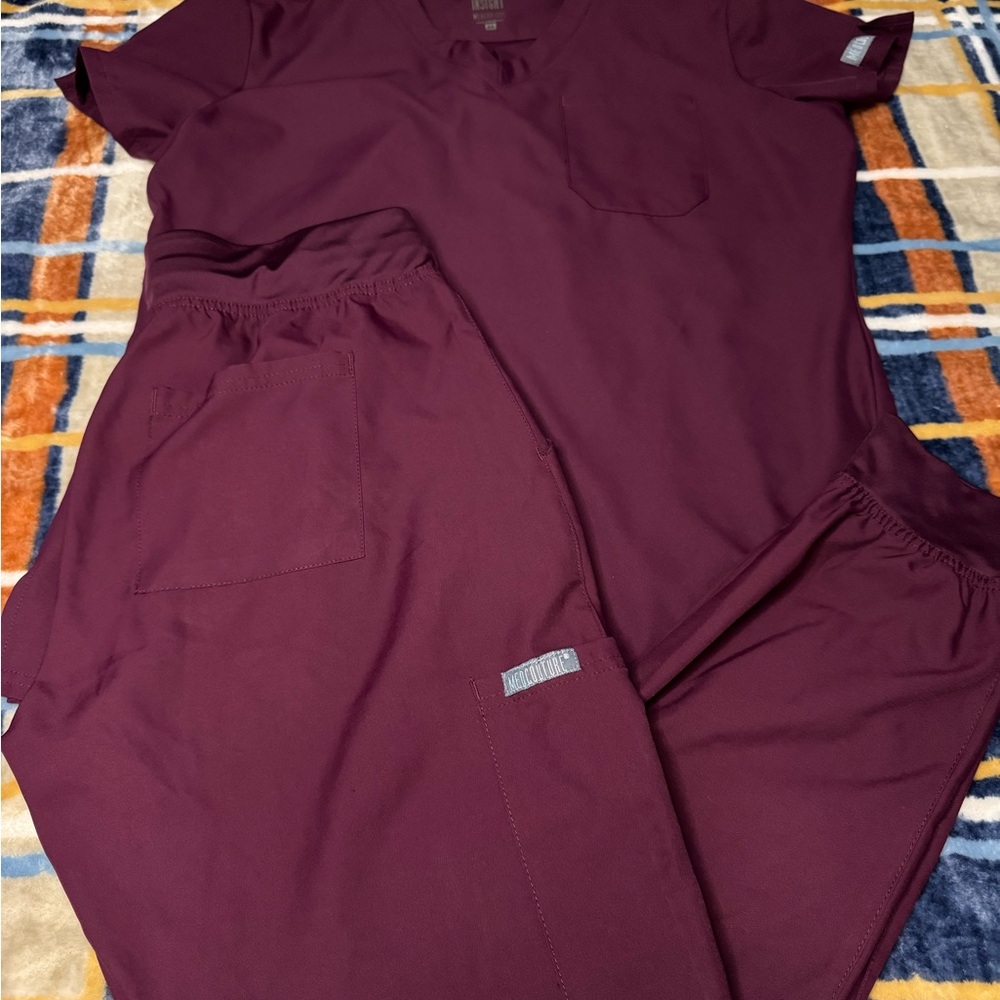 Maroon Med Couture Scrub set